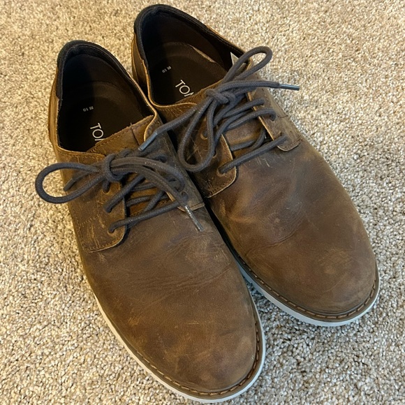 TOMS Men's Brown Leather Shoes 10M - Picture 1 of 8